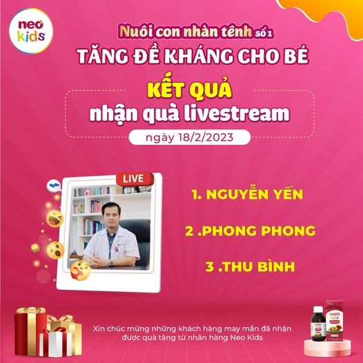 Thông báo kết quả trong chương trình Livestream “Nuôi con nhàn tênh” số 1